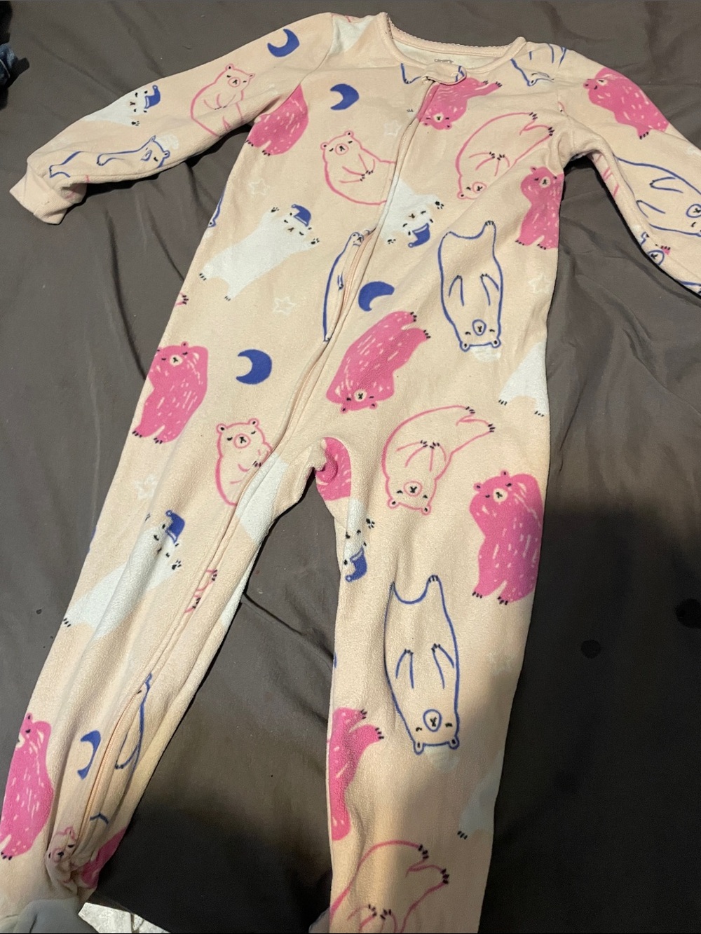 Carter's Pink Bear Print Footed One-Piece Pajama